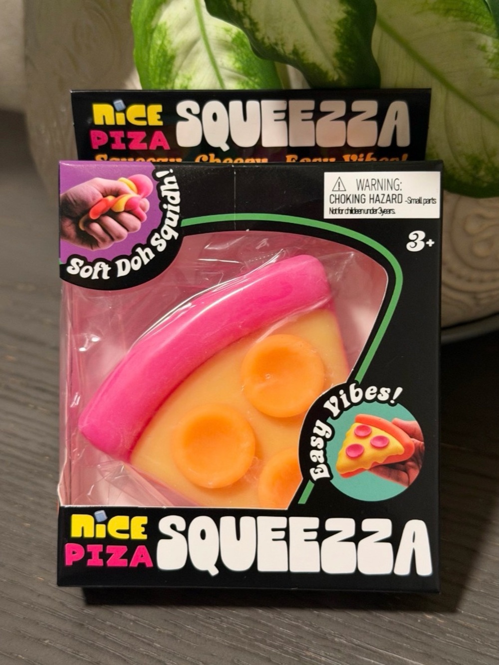 Nice Pizza Squeezzza Soft Dough Pizza Slice Toy - Pink & Yellow